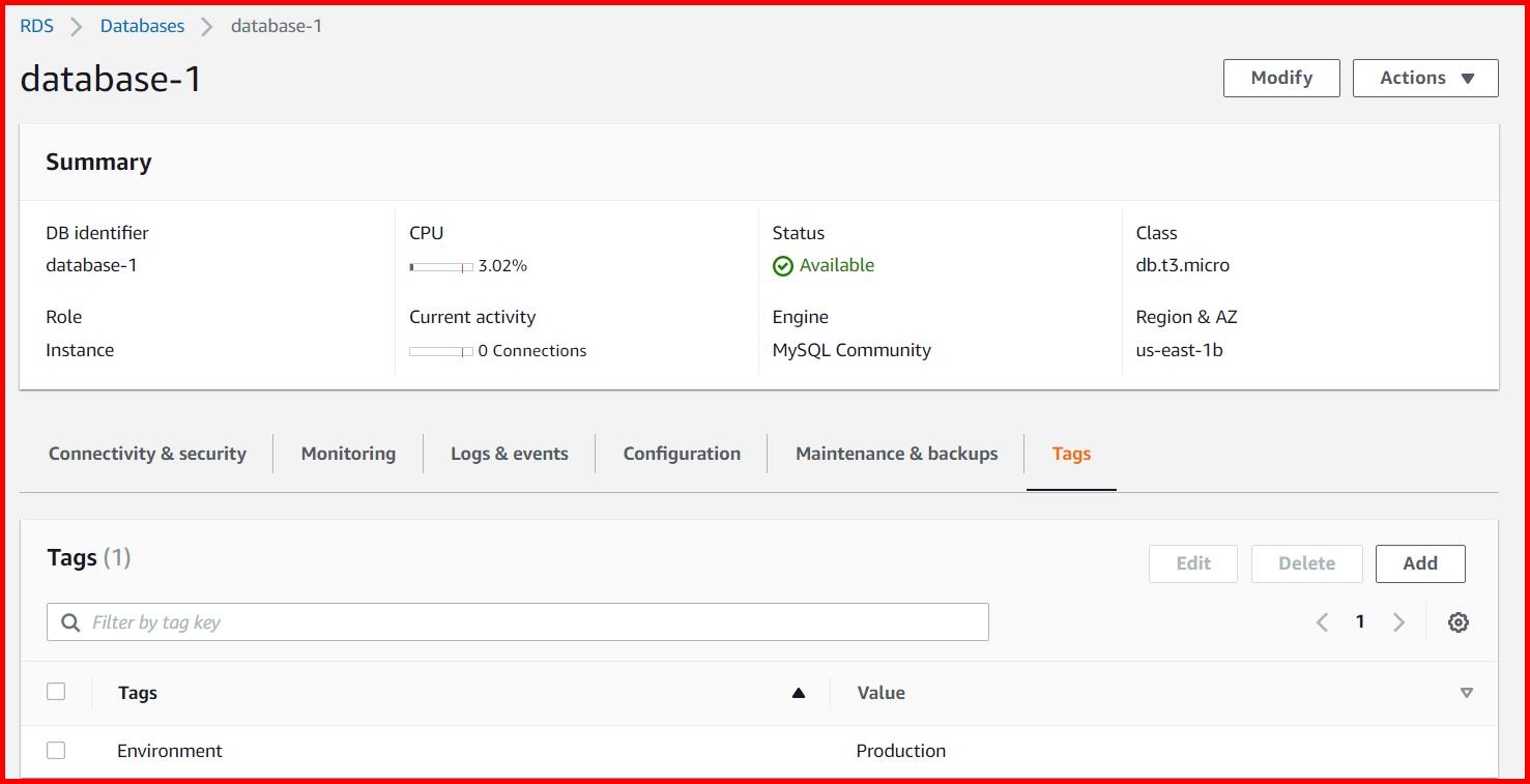 Picture showing the tag added in database-1